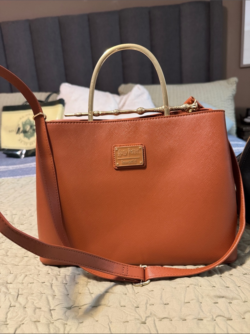 Rust Orange Structured Top-Handle Satchel - Picture 2 of 2